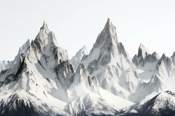 White background with divided snowy mountain peaks. Generative AI
