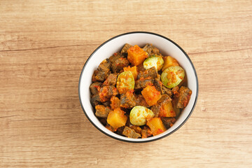 Sambal Goreng Ati Kentang, Indonesian traditional food. Savory and spicy
