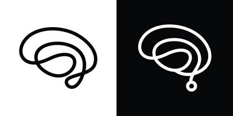 logo brain line simple abstract icon vector illustration