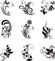 set of floral elements