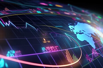 Obraz premium Stock market map transaction analysis investment finance, stock market financial or foreign exchange chart market chart crisis losses, growth income and profits win the trend