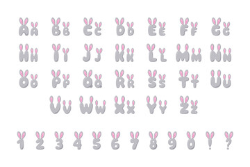 Bunny alphabet in cartoon style