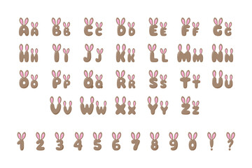 Fototapeta na wymiar Bunny alphabet in cartoon style