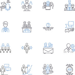Labor mates line icons collection. Cooperation, Comradeship, Teamwork, Partnership, Unity, Fellowship, Collaboration vector and linear illustration. Support,Helpfulness,Bonding outline Generative AI