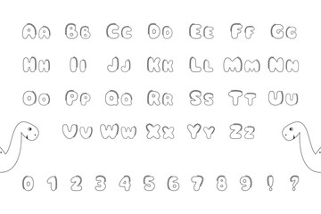 Dinosaur alphabet in cartoon style