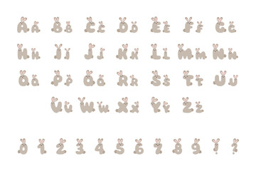 Fototapeta na wymiar Rabbit alphabet in cartoon style