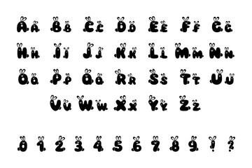 Rabbit alphabet in cartoon style