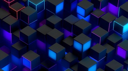 Digital transformation concept showcasing an isometric glowing 3D cubes pattern, highlighting innovation, connectivity, and futuristic technology in a rapidly evolving digital landscape. Generative AI