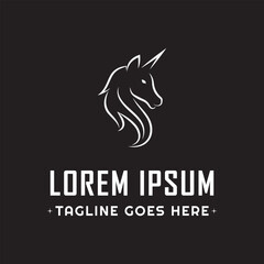 Simple Unicorn Head Logo Design. The unicorn is believed to have power and luck, and this logo is suitable for businesses or organizations that want to highlight characteristics such as strength. © Andini