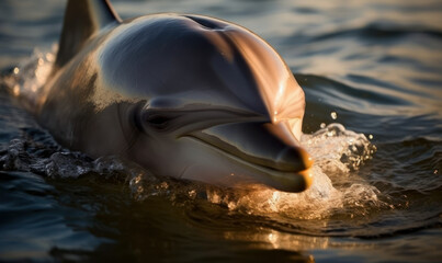 photo of dolphin in its natural habitat. Generative AI