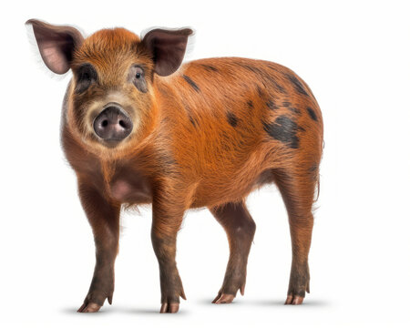 photo of Duroc-Jersey visible in full figure isolated on white background. Generative AI