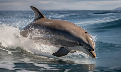 Fototapeta premium photo of dolphin in its natural habitat. Generative AI