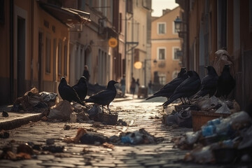 都心とゴミとカラス