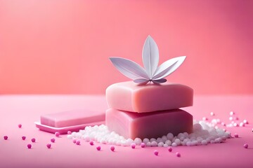 Obraz na płótnie Canvas Soap - spa, beauty procedures and skin care concept isolated on pink background with copy space