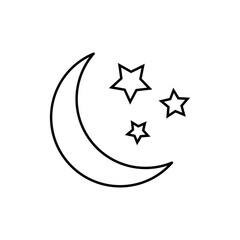 Vector. Icon.Astrology.Month.Moon.Stars.Sky.White Background.Line.Web Design.Social Networks.Print for Textile.Logo.Element for Design.Isolated.Space.Air.High.Packaging.Wrapper.Paper.Cloth .Medium