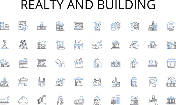 Realty and building line icons collection. HTML, CSS, JavaScript, PHP, Python, Ruby, Java vector and linear illustration. Nodejs,React,Angular outline signs set Generative AI