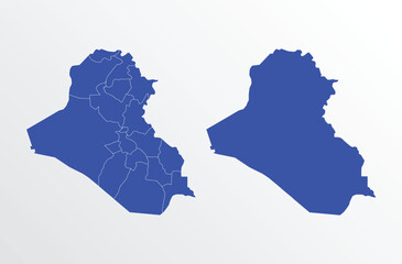 Iraq map vector illustration. blue color on white background - obrazy, fototapety, plakaty