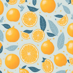 lemon and orange, Watercolor, vector,Seamless patterns,