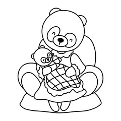 Cute Mom Panda and Baby, Mama Panda, Baby Panda, Mother's Day Element, Hand Drawn Illustration