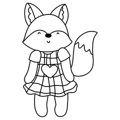 Cute Mom fox, Mama fox, Mother fox, Mother's Day Element, Hand Drawn Illustration