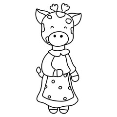 Cute Kid giraffe, girl giraffe, Mother's Day Element, Hand Drawn Illustration