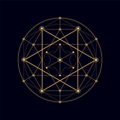 Myth and meditation pentagram, ethnic mystic symbol. Mystical tribal connected shapes, sacred geometry esoteric sign. Alchemy mystic figure