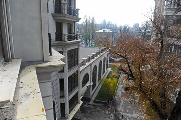 Almaty, Kazakhstan - 11.23.2015 : The balcony part of the residential complex.