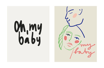 Modern Art prints collection. Set of contemporary bohemian prints in color line style. Valentine day cards template. Posters in matisse style for wall decor. Silhouette of lovers. Vector illustration	