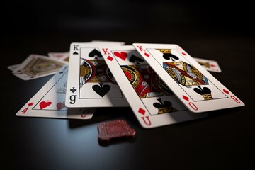 3D render of isolated casino poker cards in PNG format. Generative AI