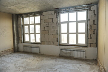 Almaty, Kazakhstan - 11.23.2015 : Rough finishing of an apartment in a residential complex.