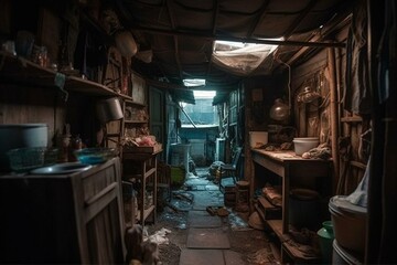 A glimpse into impoverished living conditions. Generative AI