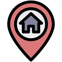 home pin black outline filled color icon