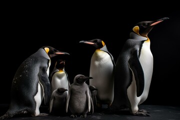 Group of penguins that appear to be a family. Generative AI