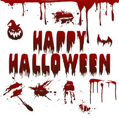 Happy Halloween elements with blood stains