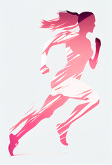 Plakat silhouette of a woman running vector illustration, generative ai