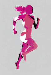  silhouette of a woman running vector illustration, generative ai