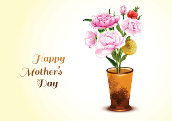 Illustration of bunch of rose with card wishing happy mother's day background