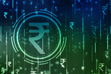 Indian Rupee symbol on financial Background, Growth of Indian stock market, Abstract finance background, Stock market Concept background