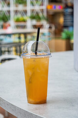 summer drinks in the plastic cups