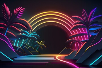Obraz premium Neon Light Background,Glowing Neon Background,Neon Abstract,Glow Neonbakgroun by Geneerative AI