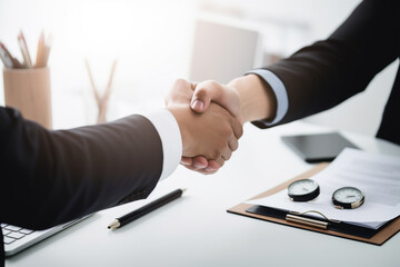 Businessmen handshake - business meeting and partnership concept. Generative ai.