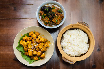 pictures of delicious vegetarian dishes on the table