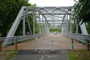 Bridge across Tar River on summer cloudy day, Greenville, North Carolina, USA