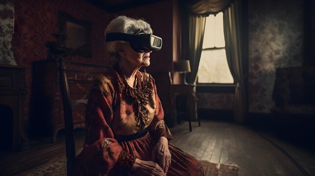 Grandparents wearing vr headsets