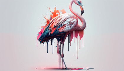 Fototapeta premium Flamingo abstract wallpaper. Background with cute flamingo bird in Pastel colors generative ai