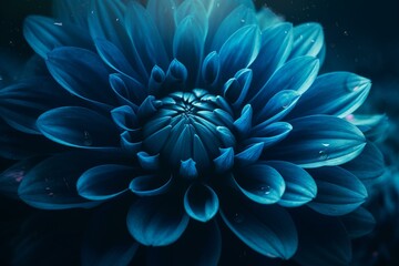 Blue abstract flower background with elegant layered ripples. Generative AI