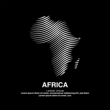 simple line art map of Africa. Creative Africa map logotype vector illustration on dark background. African logo vector design template - EPS 10