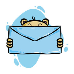 Blue cute message icon illustration