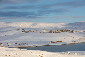 Erzincan Province, İliç District with snowy landscapes and river