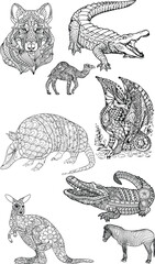 Crocodile coloring book for adults